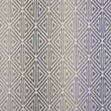 Broadloom carpet with triangle pattern with an ombré background in blue and green. 