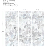 Kotoubia Blanca non-repeating mural fabric panels with dimensions and pattern details.