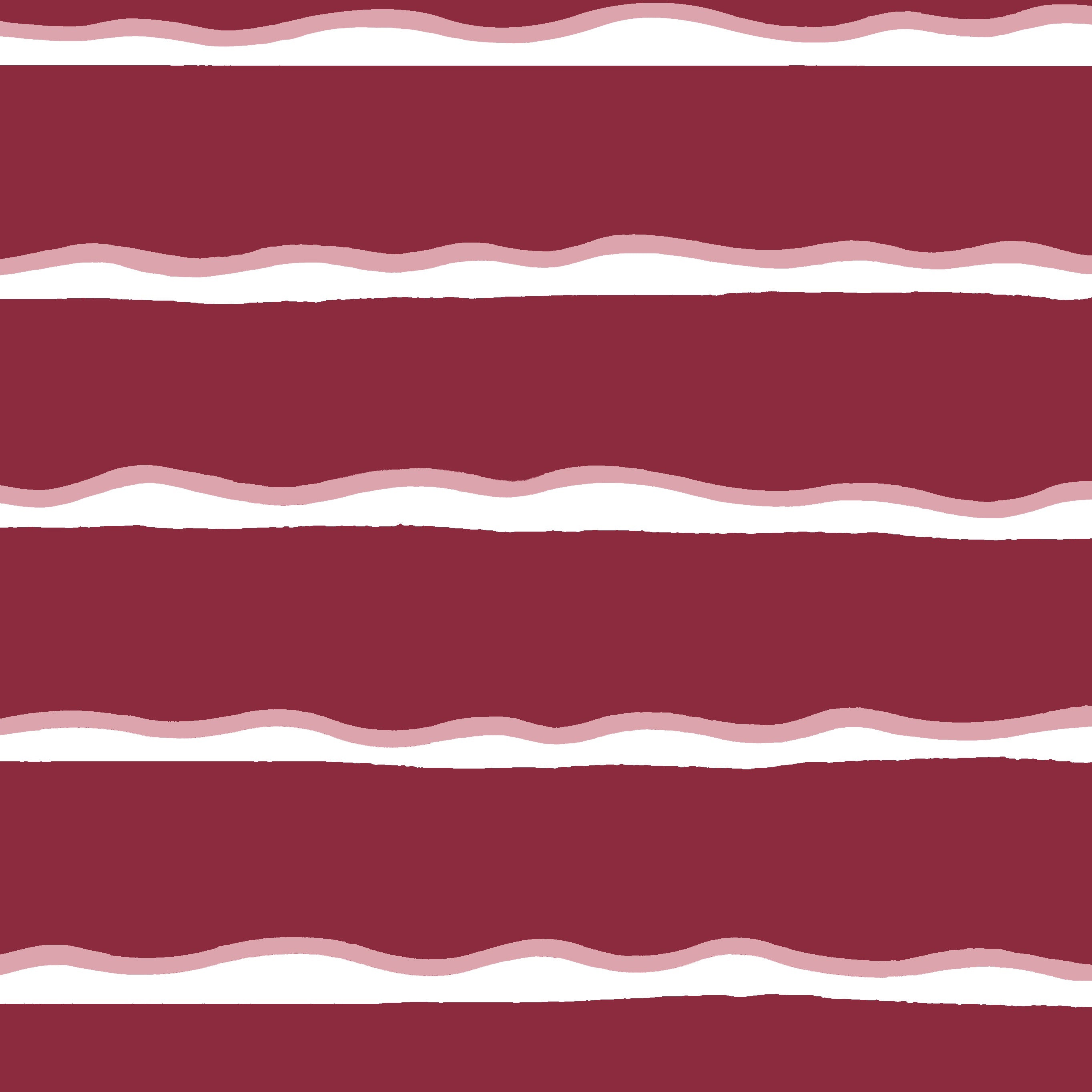 Detail of fabric in a wide undulating stripe pattern in pink and white on a mulberry field.