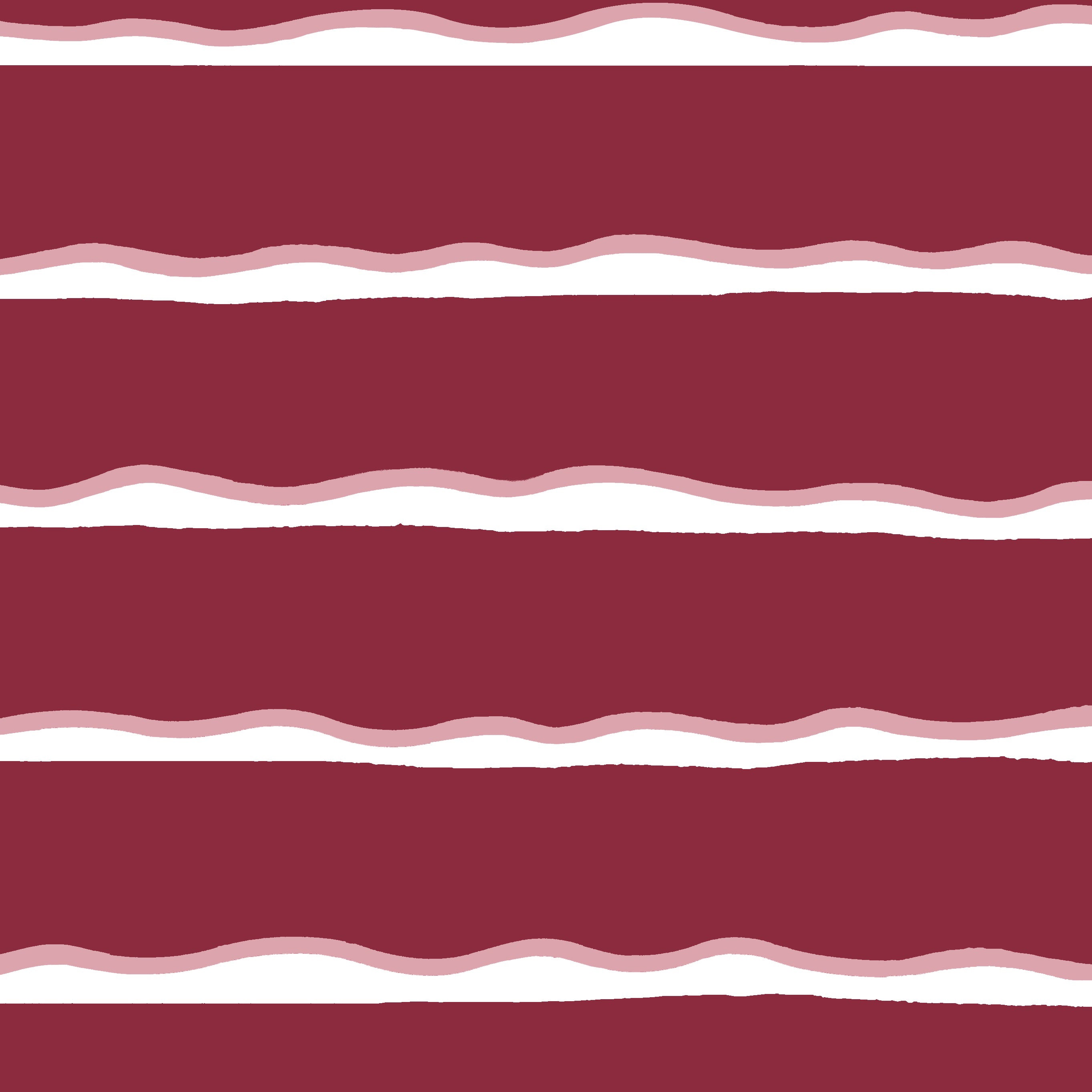 Detail of fabric in a wide undulating stripe pattern in pink and white on a mulberry field.