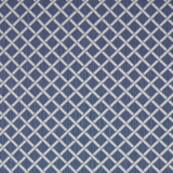Broadloom carpet in a classic lattice in white on a cobalt blue field.
