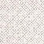 Detail of fabric in a diamond lattice print in brown on a cream field.