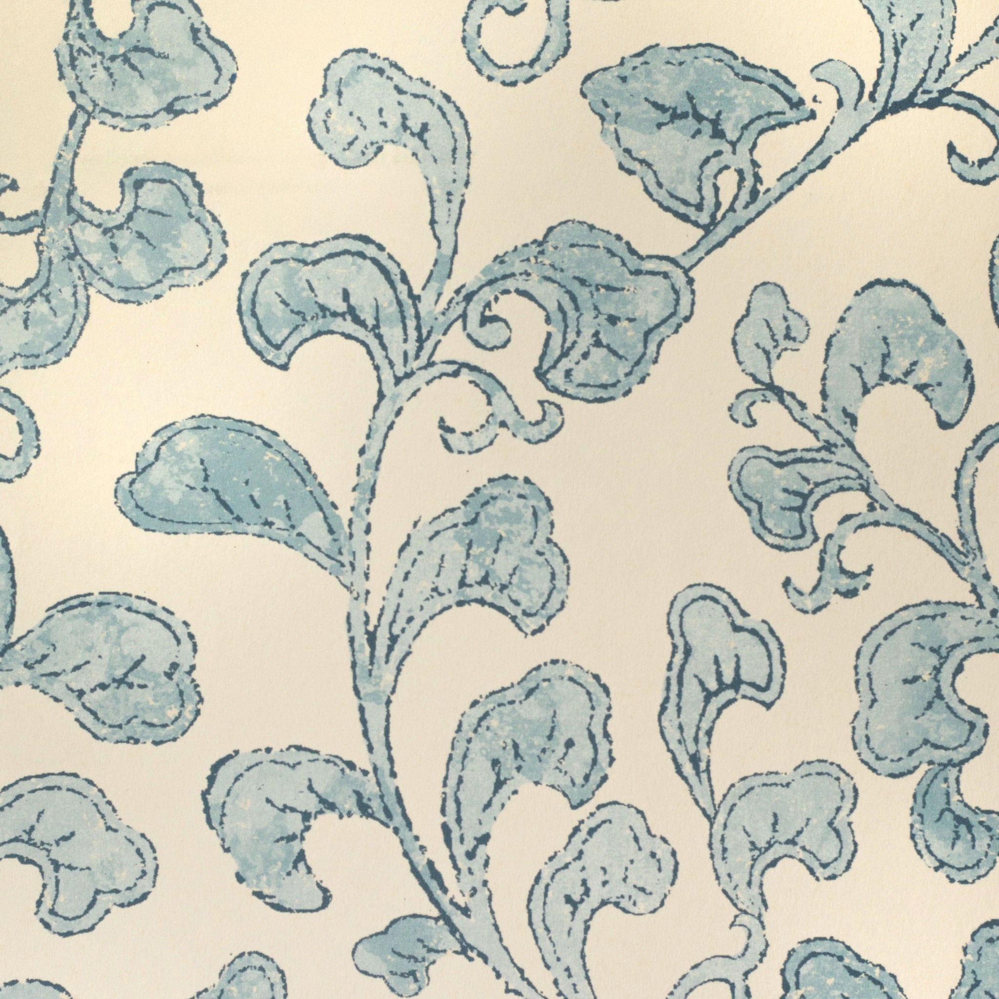 Blue leafy pattern on a beige background