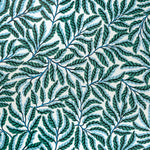 Pattern of green and blue  leaves on a white background
