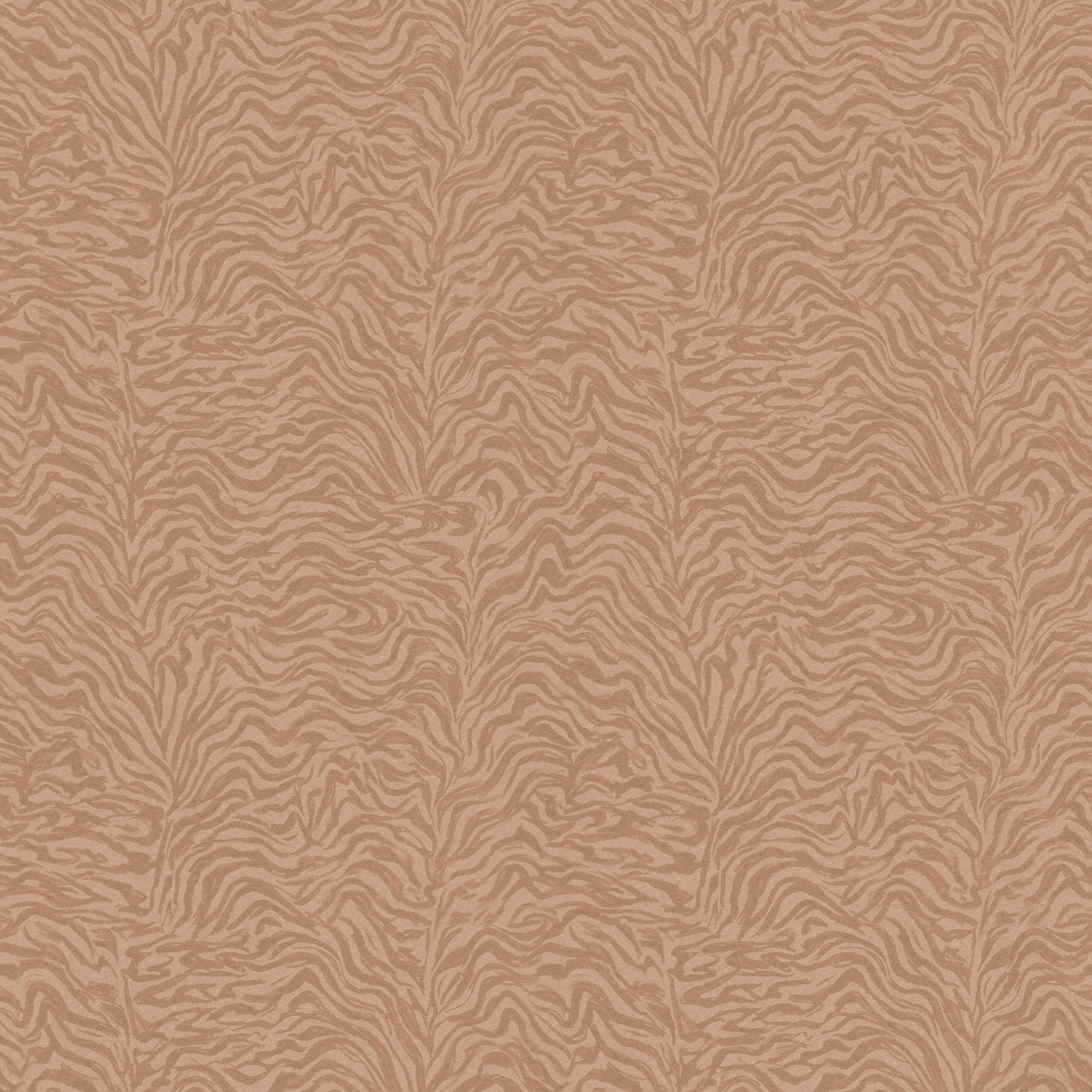 Detail of printed wallpaper with watercolor swirling stripe pattern in tonal clay pink. 