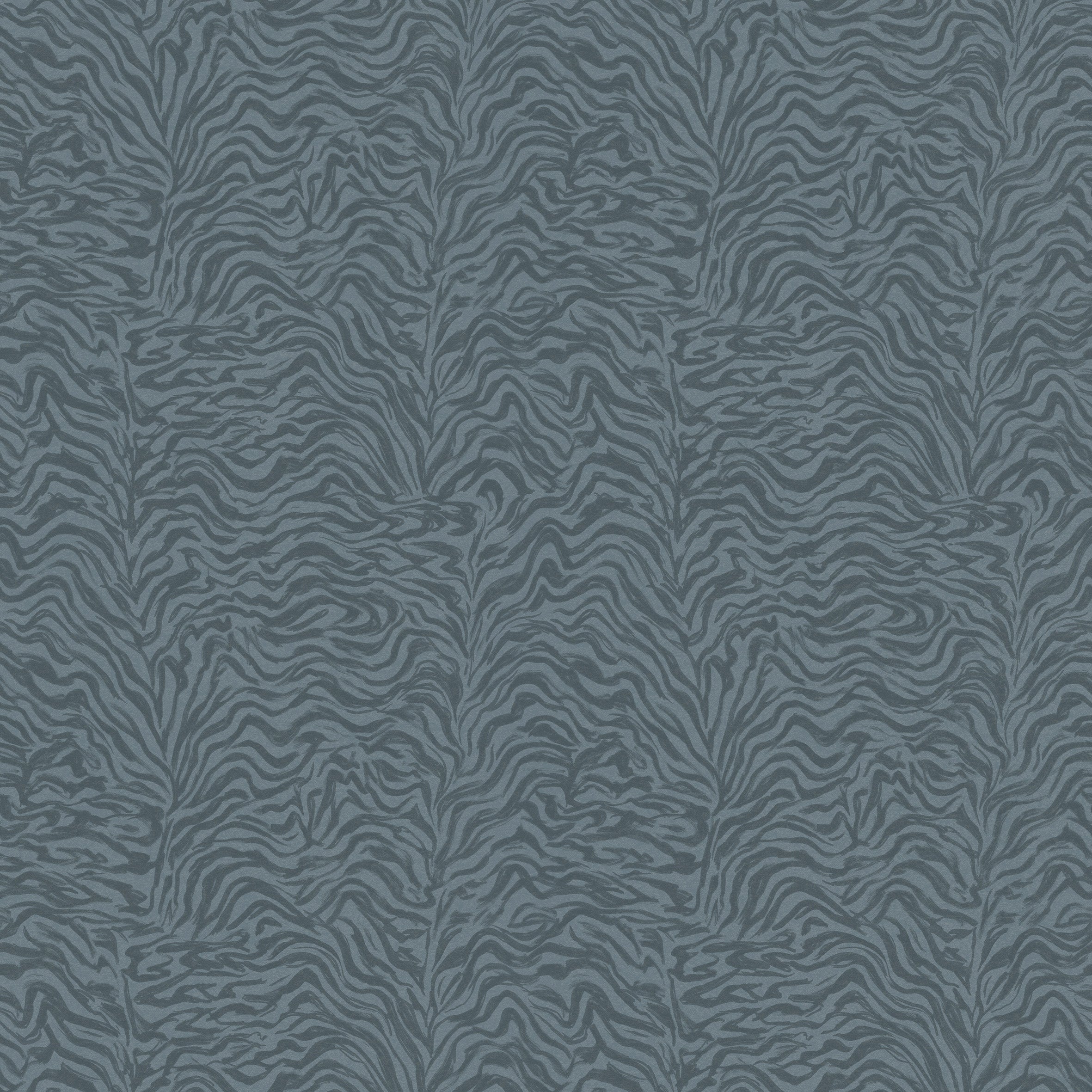 Detail of printed wallpaper with watercolor swirling stripe pattern in tonal navy blue