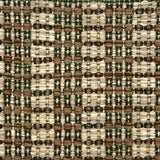 Handwoven rug detail in a checkered design in cream, green and tan