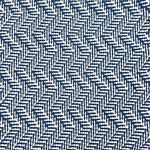 Indoor-Outdoor rug in a zig zag stripe in white and blue.
