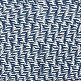 Indoor-Outdoor rug in a zig zag stripe in white and blue.