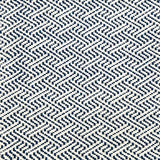 Indoor-Outdoor rug in a diamond basket weave in white and blue.