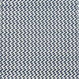 Indoor-Outdoor rug in a small scale zig zag stripe in white and blue.