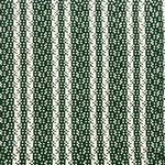 Indoor-Outdoor rug in a woven stripe in white and green.