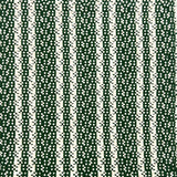Indoor-Outdoor rug in a woven stripe in white and green.