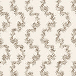 Fabric with stripe pattern of stylized dark brown leaves on a beige background