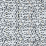 Broadloom carpet in a graphic herringbone stripe in black with pastel accents on a white field. 