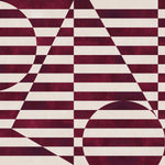 Trompe l'oeil stripe pattern with geometric shapes in cream and burgundy. 