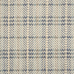 Plaid pattern broadloom with blue and beige on a herringbone patterned background.