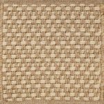 Textured woven outdoor carpet a basketweave design in tan.