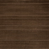 Broadloom carpet with ribbed and cut pile stripe in dark brown.