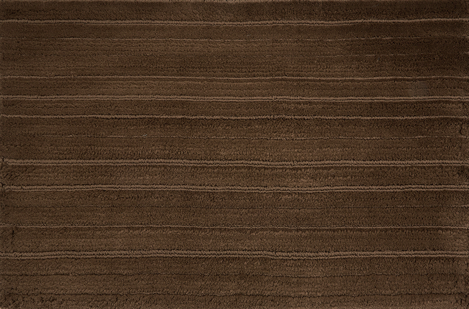 Broadloom carpet with ribbed and cut pile stripe in dark brown.