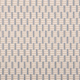 Broadloom carpet in a small striped check in light blue and ecru.
