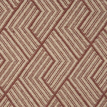 Broadloom carpet in a novel herringbone design in taupe and crimson