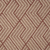 Broadloom carpet in a novel herringbone design in taupe and crimson