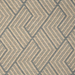Broadloom carpet in a novel herringbone design in taupe and sky blue