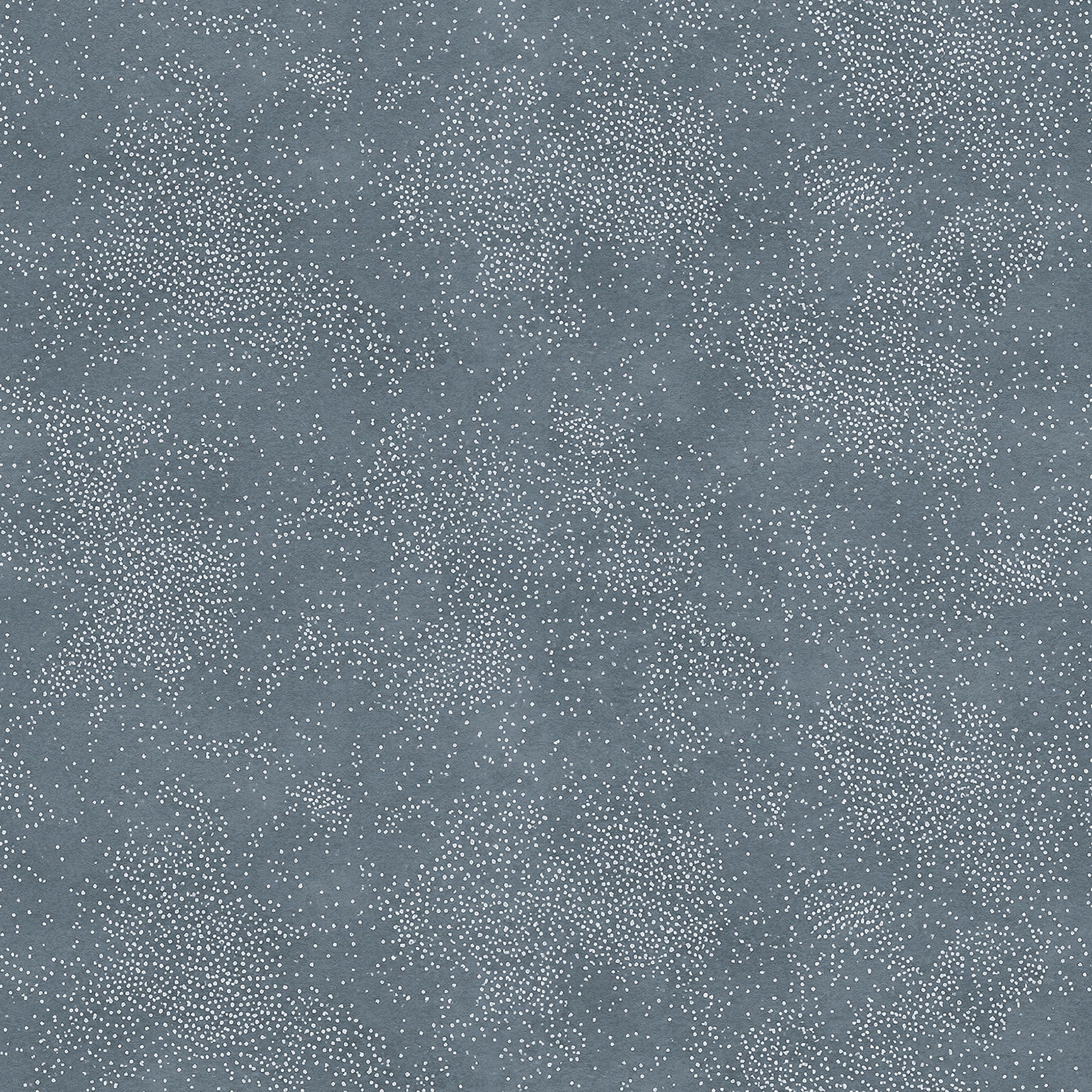Detail of printed fabric with a white celestial dotted pattern on a cool blue background.