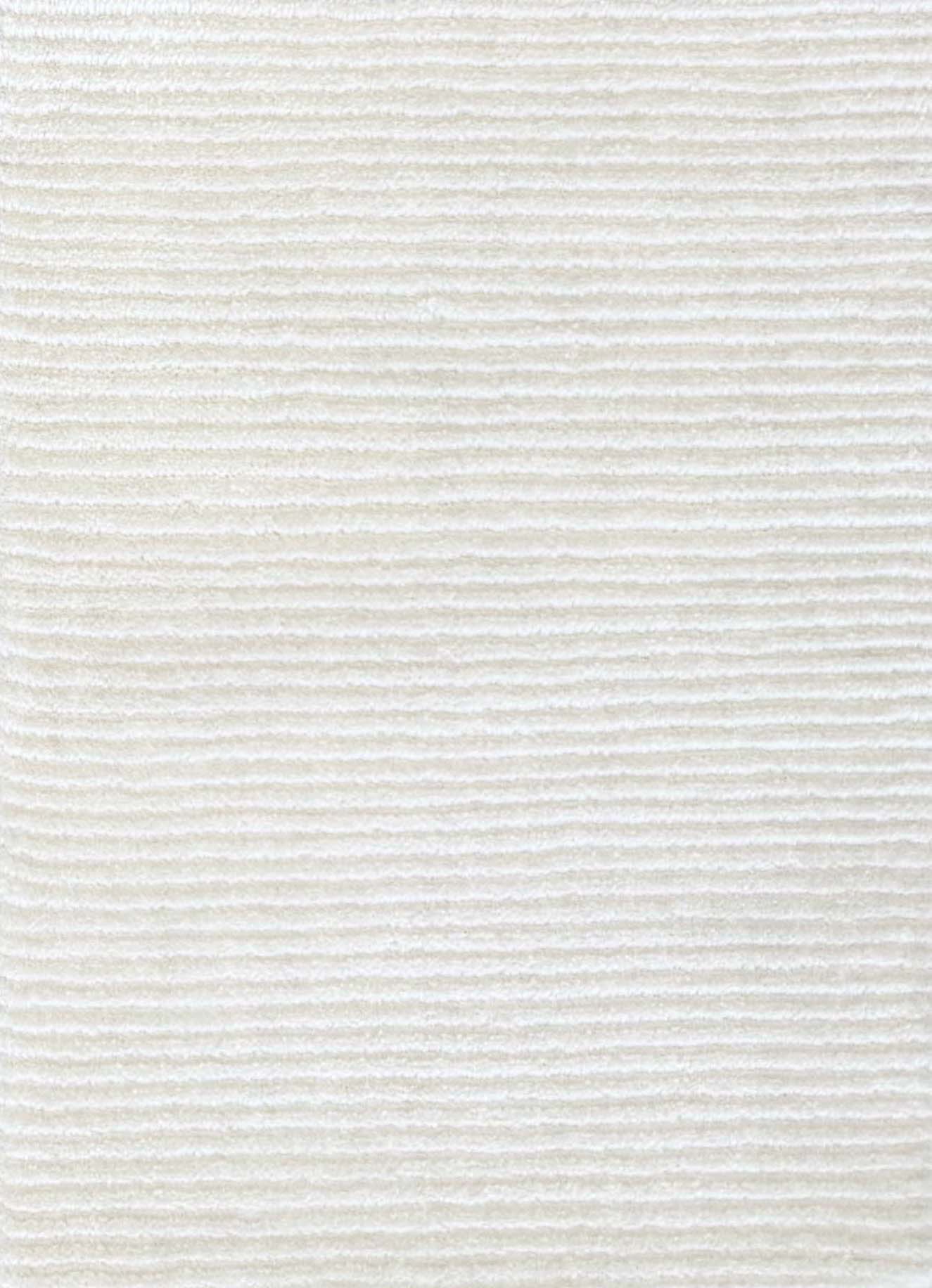 Close up of broadloom carpet with solid cut pile ribbed stripe in white 