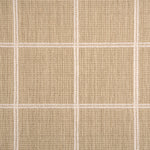 Broadloom carpet sample with windowpane grid in cream on tan background. 