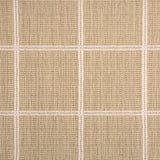 Broadloom carpet sample with windowpane grid in cream on tan background. 