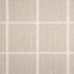 Broadloom carpet sample with windowpane grid in cream on a beige background. 