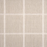 Broadloom carpet sample with windowpane grid in cream on a beige background. 