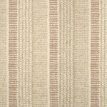 Textured broadloom carpet in beige with stripes in clay pink.