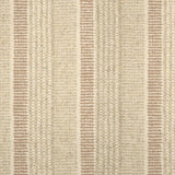 Textured broadloom carpet in beige with stripes in clay pink.