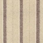 Textured broadloom carpet in beige with stripes in chocolate brown.  