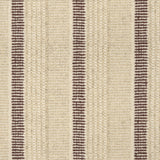 Textured broadloom carpet in beige with stripes in chocolate brown.  