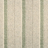 Textured broadloom carpet in ecru with stripes in green.