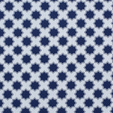 Moroccan star performance fabric in blue on white. 