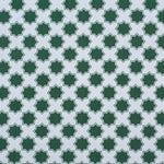 Moroccan star performance fabric in green on white. 