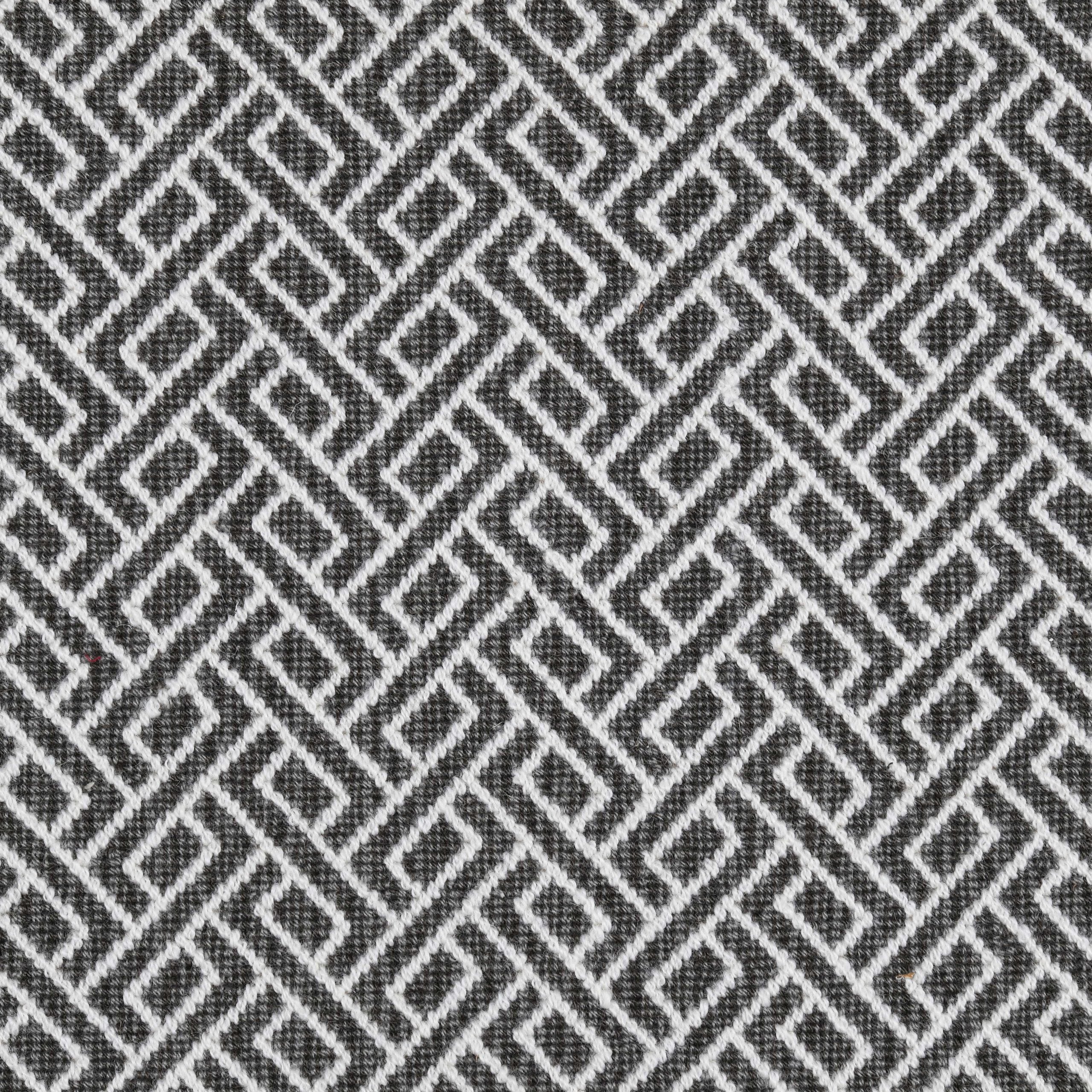 Broadloom carpet swatch geometric design in charcoal grey. 