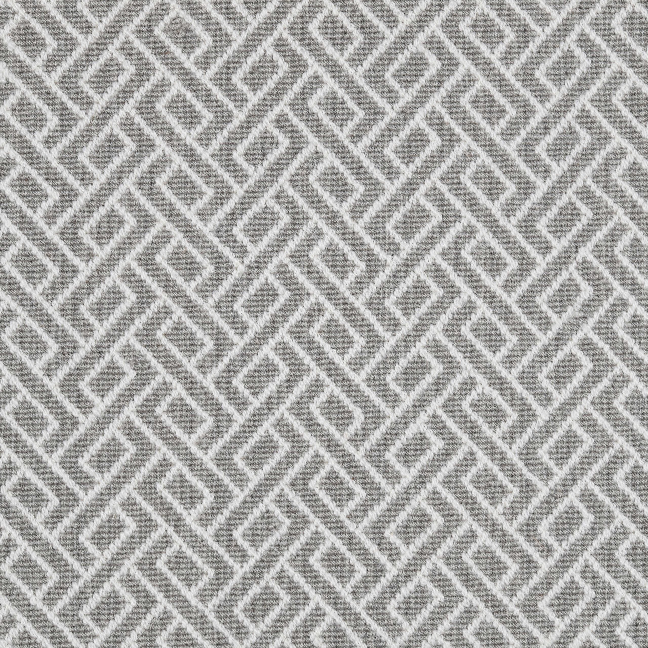 Broadloom carpet swatch geometric design in light grey. 