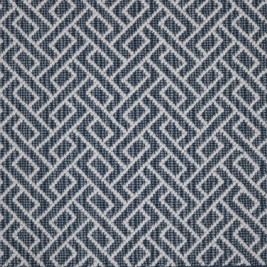 Broadloom carpet swatch geometric design in dark blue