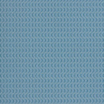 Wallpaper panel in an undulating stripe pattern in yellow and navy on a blue field.