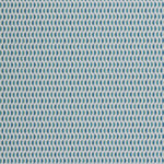 Wallpaper panel in a linear geometric print in shades of turquoise, blue and yellow on a light blue field.