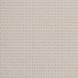 Wallpaper panel in a linear geometric print in shades of purple, blue and yellow on a light blue field.
