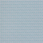Wallpaper panel in a linear geometric print in shades of blue and pink on a light blue field.