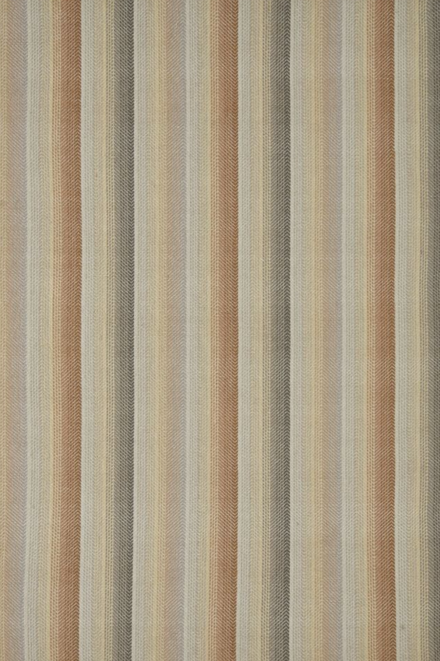 Broadloom carpet in an mixed stripe pattern in tan, grey, and brown