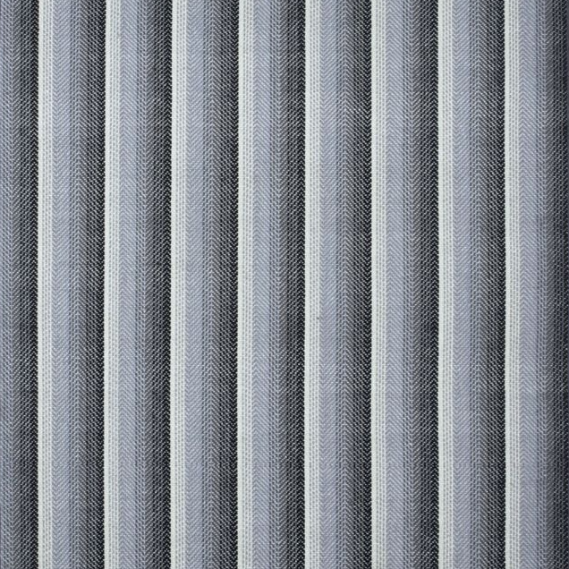 Broadloom carpet in an mixed stripe pattern in black, grey and white.